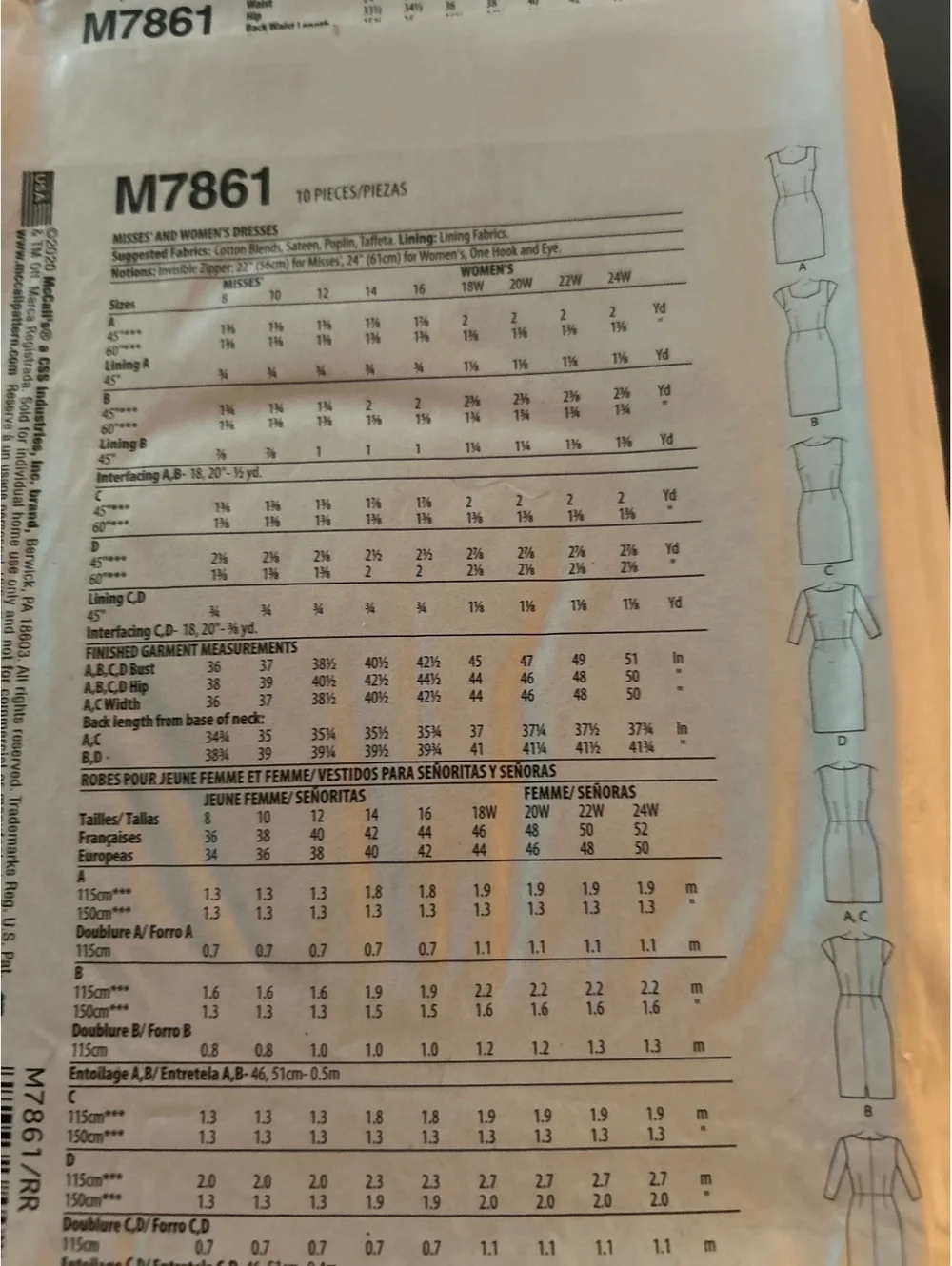 McCall's M7861 Misses' and Women's Dress Sewing Pattern
